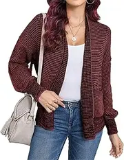 [Generic] Women's Check Pattern Knit Coat - Timeless Brown Cardigan with Relaxed Fit & Versatile Look