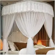 Summer Bed Canopy Mosquito Net, Romantic Bed Curtains for Single and Double Beds with U-Shaped Bracket (Colour: White, Size: 200X220CM) (Color : White, Size : 180X200CM)