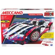Meccano, 25-in-1 Motorized Supercar STEM Model Building Kit with 347 Parts, R...
