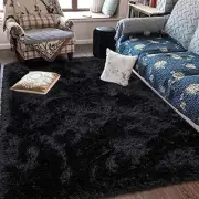 Fluffy Soft Kids Room Rug Baby Nursery Decor, Anti-Skid Large 4x5.9 Feet Black