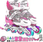 Adjustable Inline Skates For Kids And Adults With Full Light Up Wheels , Outdoor Roller Skates(s,pink)-YuJia