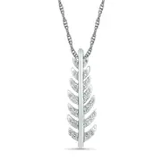 Lab-Created White Sapphire Feather Pendant in Sterling Silver