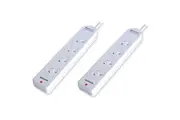 2PK Sansai 4 Way Power Board Sockets Overload Protection Reset Button 1m Cord
