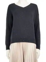 Navy Cashmere Sequinned Jumper