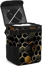 Car Trash Can with Lid,Bag Hanging Storage Pockets Leak-Proof,Portable Garbage Bin,Abstract Geometric Hexagon