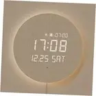 Full Moon LED Silent Wooden Digital Wall Clock with Remote Control, Backlight