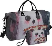 [YXYZRMY] Gothic Spirit Pizza Travel Duffel Bag Gym Bag Sports Tote Bag with Multiple Interior Pockets Shoulder Weekender Bag for Women Men with Toiletry Bag 20.5”x 7.9”x 13.8”, Multi-Colored, one size