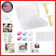 Multicolored 36-Compartment Embroidery Floss Organizer Box with Bobbin Winder