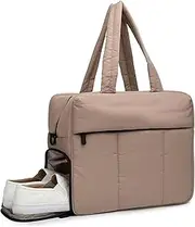 [Baolab] Lightweight Puffy Travel Bag with Shoe Compartment Quilted Puffer Crossbody Shoulder Bag for Women Gym Water Resistant