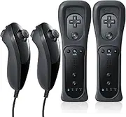 FASIGO Wii Remote with Nunchuck, Wii Controller with Nunchuck, Compatible with Nintendo Wii/Wii U, 2 Pack, Black