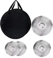 Perfeclan 4 Pieces Low Volume Cymbals Drum Cymbals with Storage Bag Lightweight 14" 16" 20" Practice Set for Beginners Stage Music Room