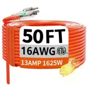 50 ft 16/3 Gauge Outdoor Extension Cord Waterproof with Lighted, Flexible Col...