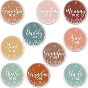Loetere 10 Pcs Baby Shower Pin Back Buttons Mommy Daddy Aunt Uncle Grandma Grandpa to Be Baby Shower Party Favors Badge Gift, 2.2 Inch