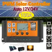 100A MPPT PWM Solar Panel Regulator Battery Charge Controller 12V/24V Dual USB