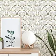 Boho Gold Peel and Stick Wallpaper - Self Adhesive Removable Wallpaper for Bedroom - Modern Wallpaper Leaf Ginkgo Biloba 17.3”×197”