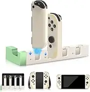 Switch Controller with Charging Dock Station Charges Up to 4 Joypad,Replacement for Nintendo Switch Controller Work with Switch/OLED/Lite,with Motion Control,Vibration,Screenshot,Wake-Up,White