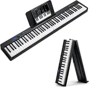 Provecta Piano Keyboard 88 Keys Foldable Electronic Keyboard Digital Piano with Sustain Pedal,Music Stand and Carrying Case for Beginner