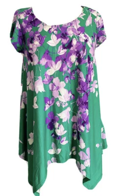 £49 • PHASE EIGHT • Green Floral Asymmetric Hem Jersey Tunic Top 10 UK. BNWT