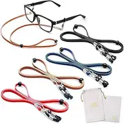 [SIGONNA] Eyeglass Strap Holders - Premium ECO Leather Eye Glass String Strap - 4 Cords