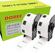 Doree DK-11218 (2 Pack), 24 mm x 24 mm, Round, Compatible Label Paper, (1000 Labels per roll) for Brother P-Touch QL-1050, QL-1060N, QL-1100, QL-110NWB Label Printers