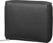 [RAS WALLETS] RAS Mens RFID Blocking Full Zip Around Leather Wallet 1184 Black