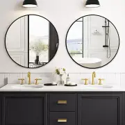 Large Black round Mirror 30 Inch 2 Pack - Wall Circle Mirror for Bathroom, Livin