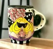 Lynda Cornrelle SWAK Studio Pottery Handpainted Quirky Feels Right Coffee Cup