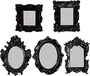 5Pcs Decorative Picture Frames, Oval, Square & Rectangular Photo Frame, 5 Size Black Vintage Picture Frames, Gothic Resin Picture Frames for Home, Hotel, Party, Bar, Picture Frames