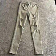 American Eagle Jeans Womens 2 High Rise Jeggings Next Level Stretch Light Gray