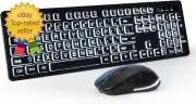 Wireless Keyboard and Mouse - Large Print Wireless Keyboard, 2.4G Full Size Key