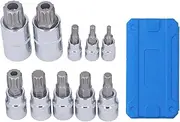 10 Piece CR V Triple Square Spline Bit Socket Set, M4 to M18 Sizes with 1/4 3/8 1/2 Drive, Chrome Vanadium Steel for Automotive Repair, Includes Storage Box