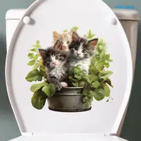 在飛比找蝦皮購物優惠-[LBA] 寫真卡通貓咪馬桶貼浴室馬桶蓋上裝飾貼紙盆栽裡的貓