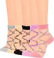[Campsis] Women Sheer Socks Flower Ruffle Sheer Ankle Sock Frilly Lace Sock Summer Transparent Socks for Girls