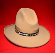 "QUANAH PARKER" MEDIUM Faux Seed Beaded NatIve American Hatband 6 7/8" to 7 1/2"