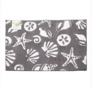 Coastal Area Rug, 21X34 Gray Non-Slip Backing, Beach Seashell Pattern