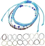 [LIFKOME] Anklet Set 18pcs Woven Beaded Anklet Bracelets for Women Summer Beach Anklets