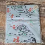 Vintage 60s Sim Inca Superpima Peru MCM Fabric Cotton Tablecloth Blue