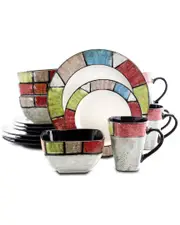 Elama Country Cottage 16pc Stoneware Dinnerware Set
