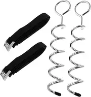 BUGUUYO 2 Sets Heavy Duty Ground Anchor Pins with Strap Rv Awning Tie Down Kit for Tents Trampolines Swings and Garden Structures Durable and Weather Resistant