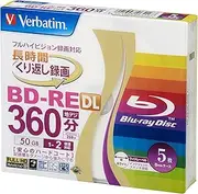 Verbatim Japan VBE260NP5V1 Blu-ray Disc for Repeated Recording, BD-RE DL, 50GB, 5 Sheets, White Printerable, Single-Sided, 2-Layer, 1-2x Speed