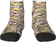 [JBYJBX] Yellow Gray Flower Print Adult Socks Womens Mens Workout Thermal Cozy All-Season Gift Holiday Articles Use