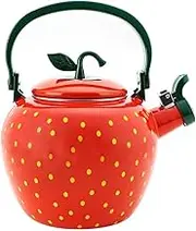 UPware Enamel on Steel Whistling Tea Kettle, Stovetop Teakettle (2.3 Quart, Strawberry)