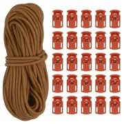 10 Yard Elastic Bungee Cord & Single Hole Cord Lock, Light Coffee 2 Pack