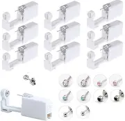 FRAKMU10 pack Self Ear Piercing Kit Disposable Ear Piercing Gun Kit No Pain Easy Use Ear Piercing Gun Kit Tool with 10 Pcs Ear Studs Safety Ear Piercing Gun Kit Tool
