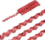 uxcell 5 Yard Sequins Beaded Lace Trim 0.6 Inch Wave Sequin Braid Trim Strip Paillette Ribbon for Crafts, Embellishments, DIY Sewing Costume, Red