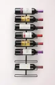 Wall Mounted Rack For Wine Bottles, Black Metal Rack Holds 9, Kitchen Storage