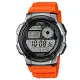 【CASIO 】十年電力世界時間休閒腕錶-橘x銀殼(AE-1000W-4B)