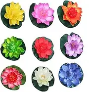 9 Pcs Artificial Lotus Lilies Lotus Flower,Brightly Colored Artificial Lotus,Water Lily Artificial Flowers for Dance Props, Pool Decoration and Aquarium