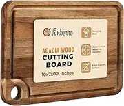 Acacia Wood Cutting Board - Small Mini Wooden Bar Steak and Cheese Chopping Boards for Kitchen with Juice Groove, Tiny Rustic Carving Breadboard for Serving Lime with Handle, Butcher Block