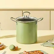 Deep Fryer Pot with Strainer Basket Heat Resistant Deep Frying Pot with Handle 3L Mini Oil Fryer Pot Stainless Steel Deep Fryer Pan Dishwasher Safe Deep Frying Oil Container Kitchen Fryer (Green)